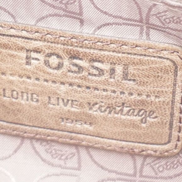 FOSSIL Brown Leather Handbag with Gold Chain Strap - Picture 7 of 9